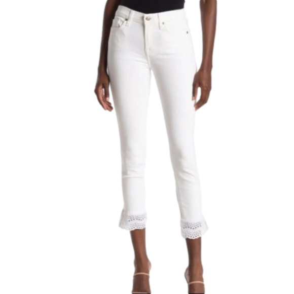 7 for all mankind Gwenevere Eyelet Trim Ankle Jeans - 23 - Picture 1 of 6